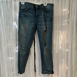 Current/Elliott Blue Distressed Boyfriend Jeans